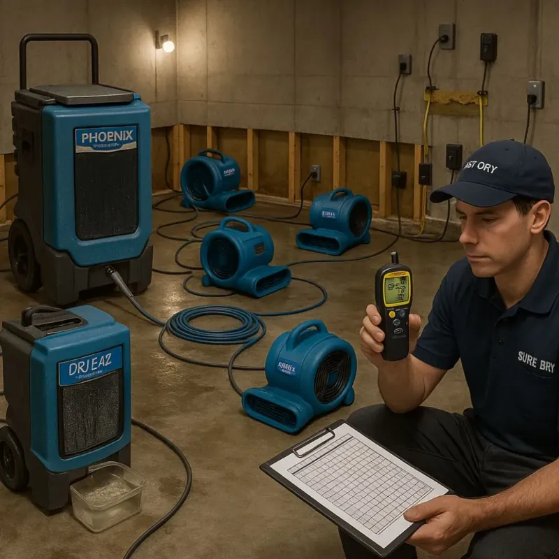 Structural Drying and Dehumidification process in Empire, CA